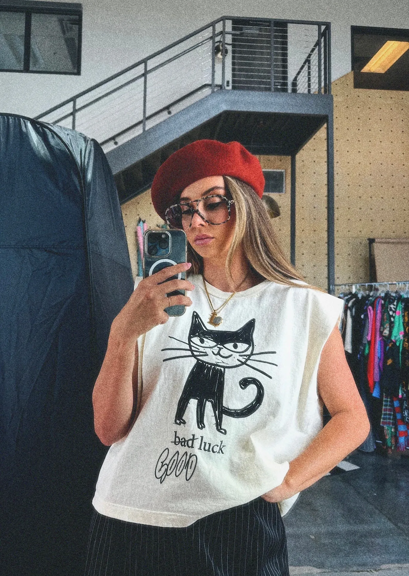 Good Luck Kitty Muscle Tee