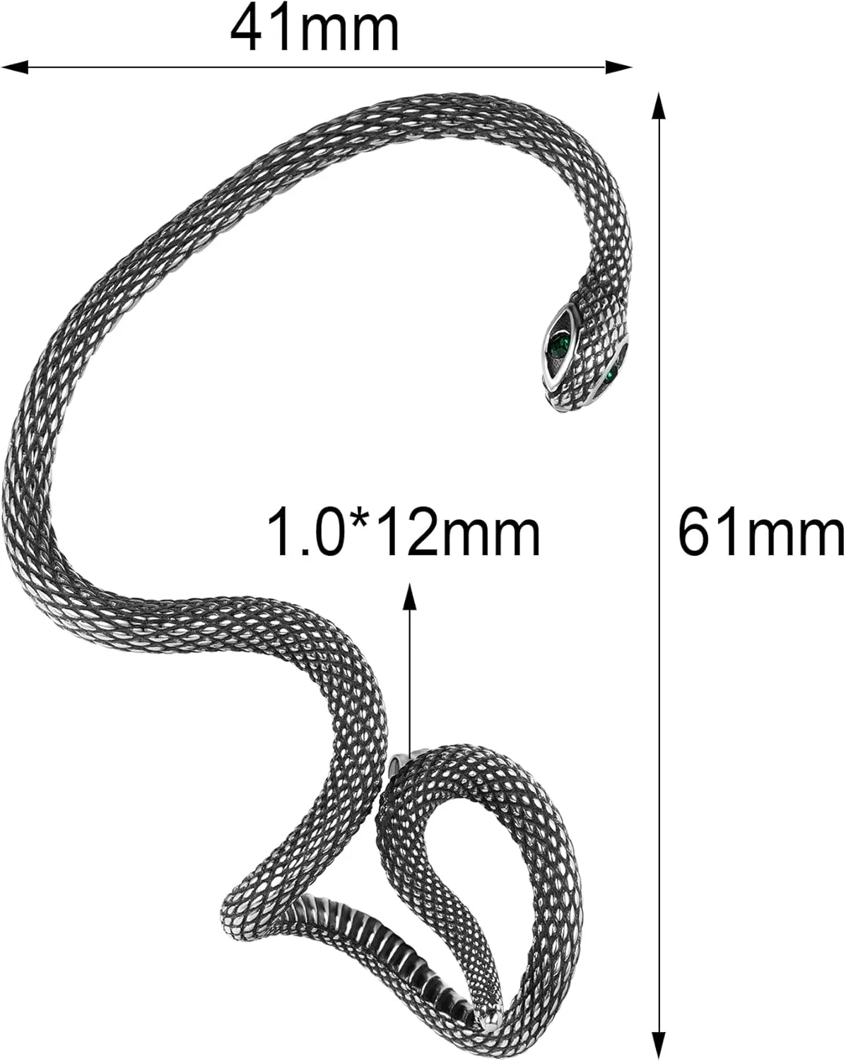 Gothic Dragon Ear Cuff - 1pcs Retro Silver Punk Hip Hop Stainless Steel Snake Dragon Cuff Earring Cartilage Climber Ear Wrap Ear Earrings Stud Wrap Snake Earrings for Women or Men