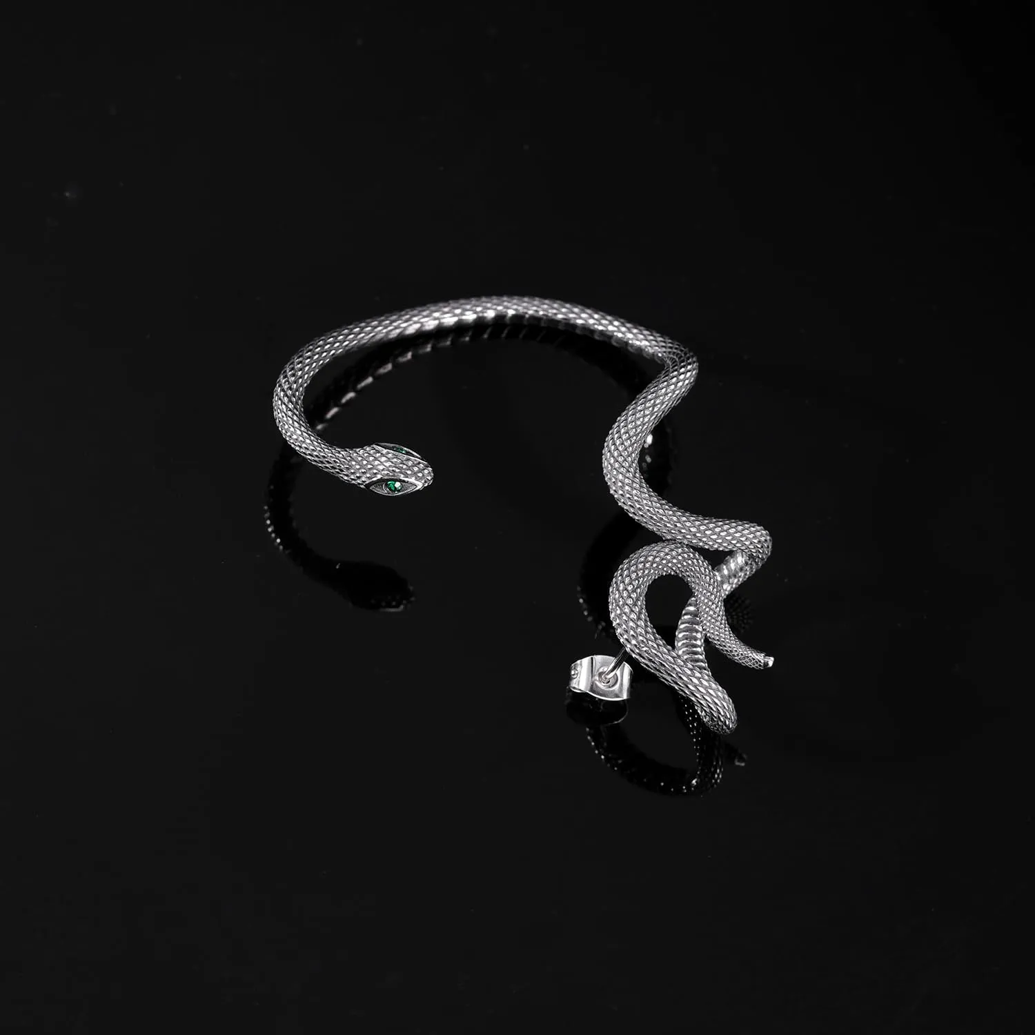 Gothic Dragon Ear Cuff - 1pcs Retro Silver Punk Hip Hop Stainless Steel Snake Dragon Cuff Earring Cartilage Climber Ear Wrap Ear Earrings Stud Wrap Snake Earrings for Women or Men