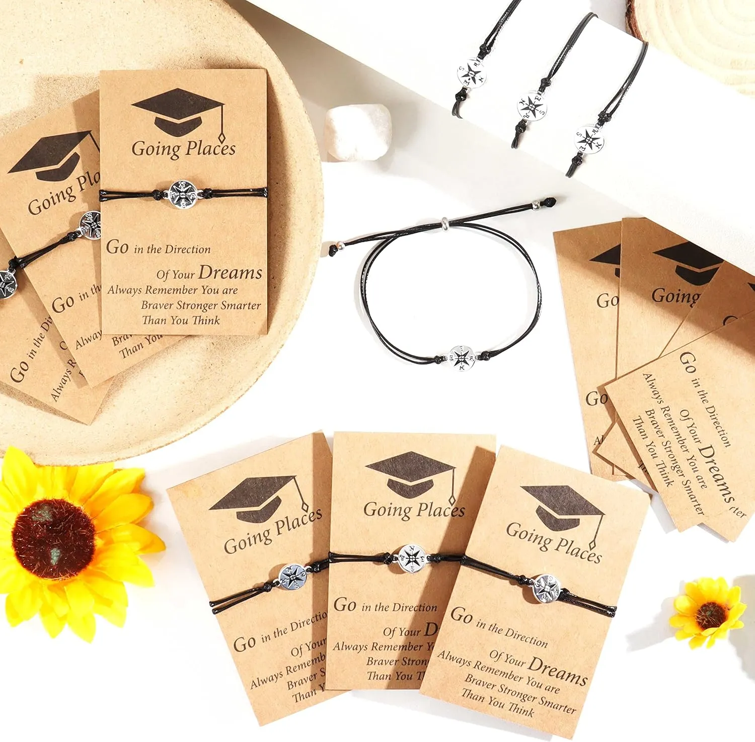 Graduation Gifts for Her/Him Graduation Bracelet Class of 2025 Compass Bracelets High School College Masters Degree Graduate Gifts for Classmates Friends