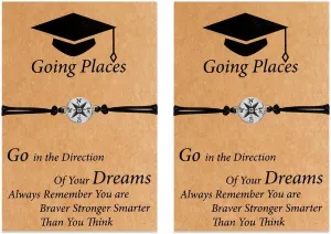 Graduation Gifts for Her/Him Graduation Bracelet Class of 2025 Compass Bracelets High School College Masters Degree Graduate Gifts for Classmates Friends