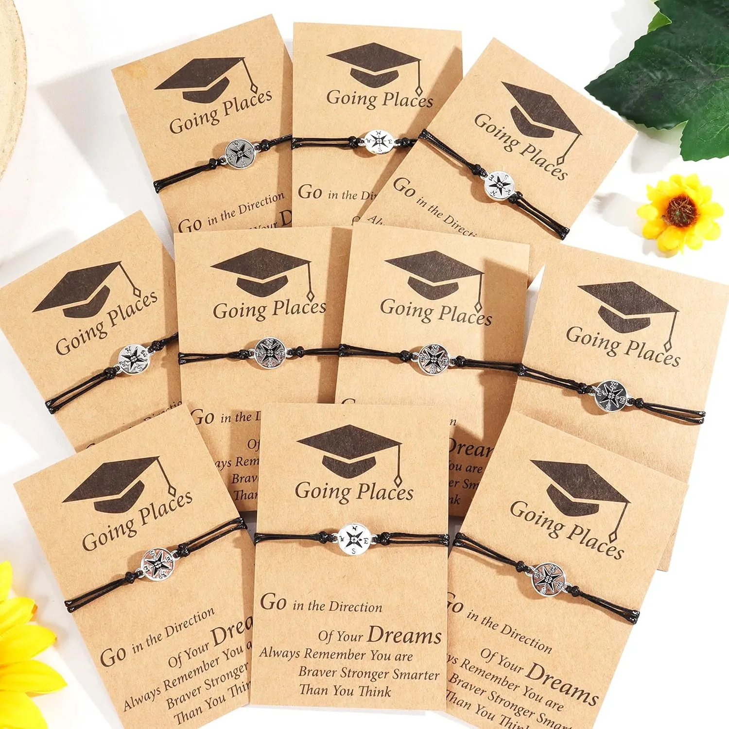 Graduation Gifts for Her/Him Graduation Bracelet Class of 2025 Compass Bracelets High School College Masters Degree Graduate Gifts for Classmates Friends