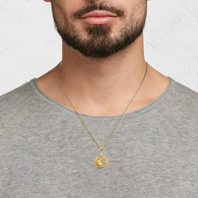 Greek Mythology Medusa Divine Power of Femininity Pendant Necklace Fine Real Solid 10Kt Gold