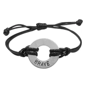 Hand Stamp Washer Word Bracelet Handmade Inspirational Word Bracelets Word Bracelet for Women Men (BRAVE)