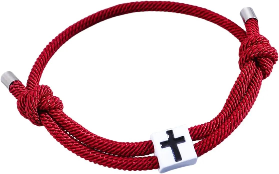 Handmade Adjustable Christian Cross Braided Rope Bracelet Multicolor ross Woven String Bracelets for Women Men Lucky Protection Religious Faith Jewelry Gifts