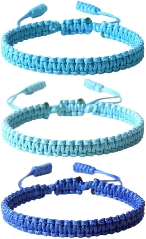 Handmade Blue Friendship Bracelets for Women  Adjustable, Beaded and Braided Design, Tibetan String Bracelet for Protection and Good Luck, Perfect for Celebrating Friendship