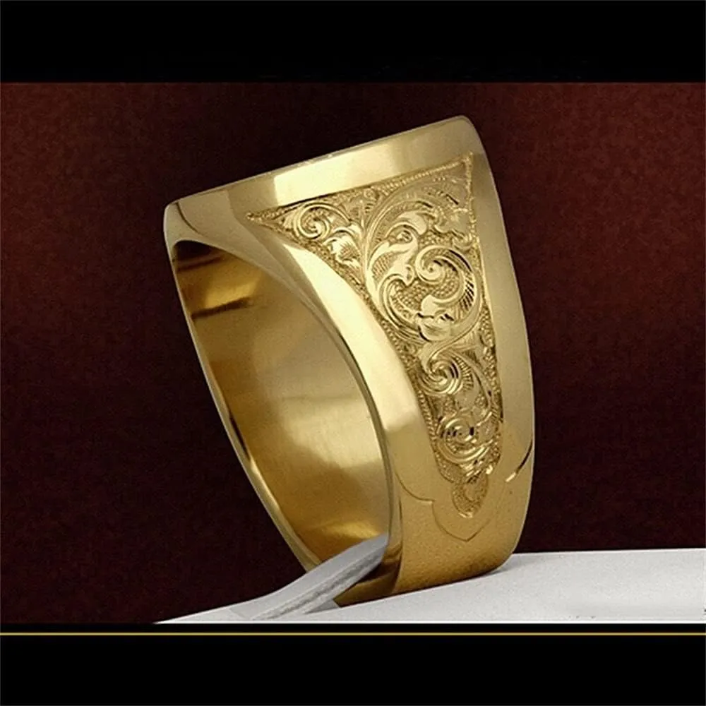 HaoMo, 925 Sterling Silver Plated 18K Yellow Gold Mens Ring Crown Lion Shield Badge Ring Royal Seal Ring Animal Pattern Hip hop Ring Cocktail Party Ring of Gift for Men Size 712 HM021 (11)