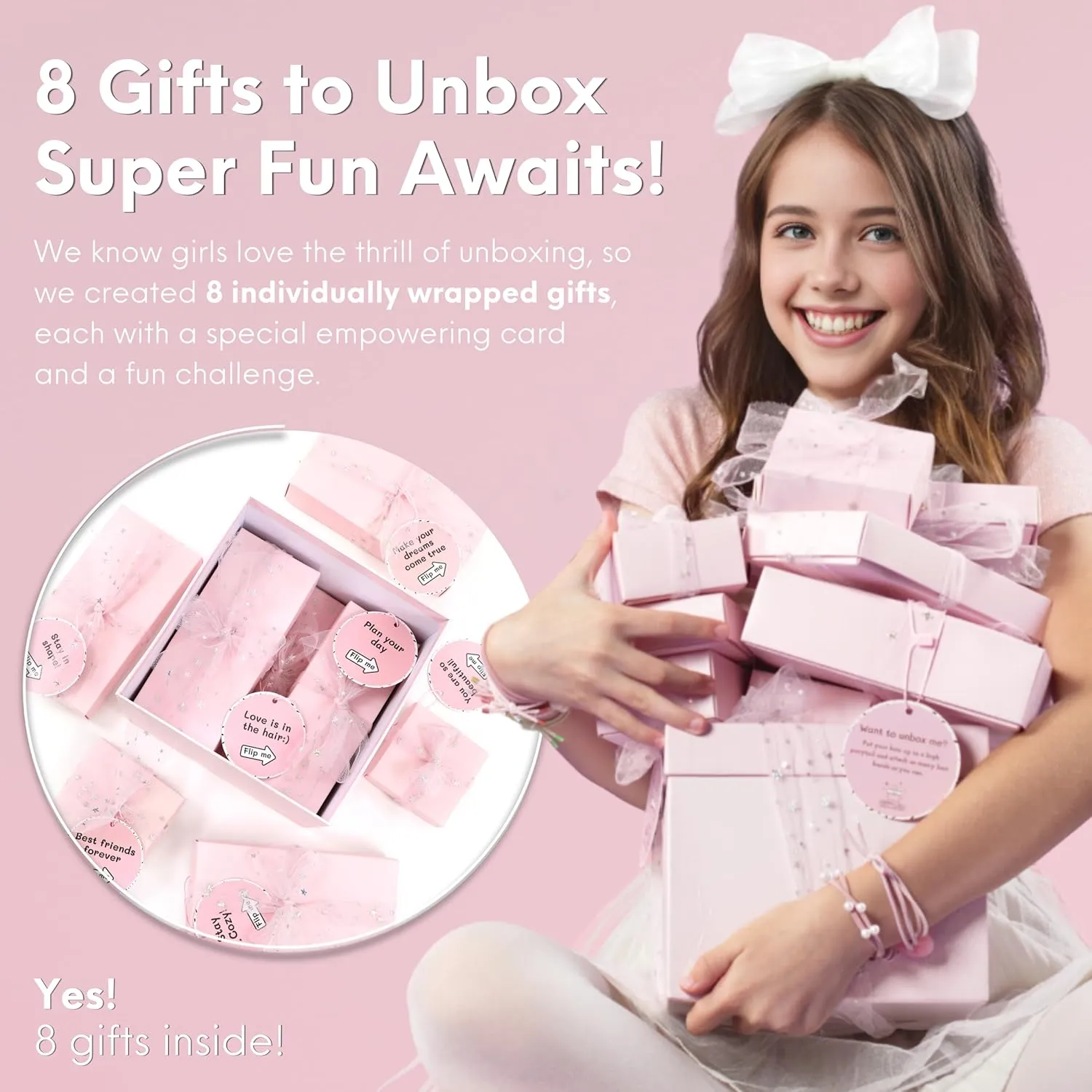 HAPPY LOLLI Gift Basket for Tween & Teen Girls  8 Trendy Gifts with Tasks & Empowering Cards  Great for Birthdays.