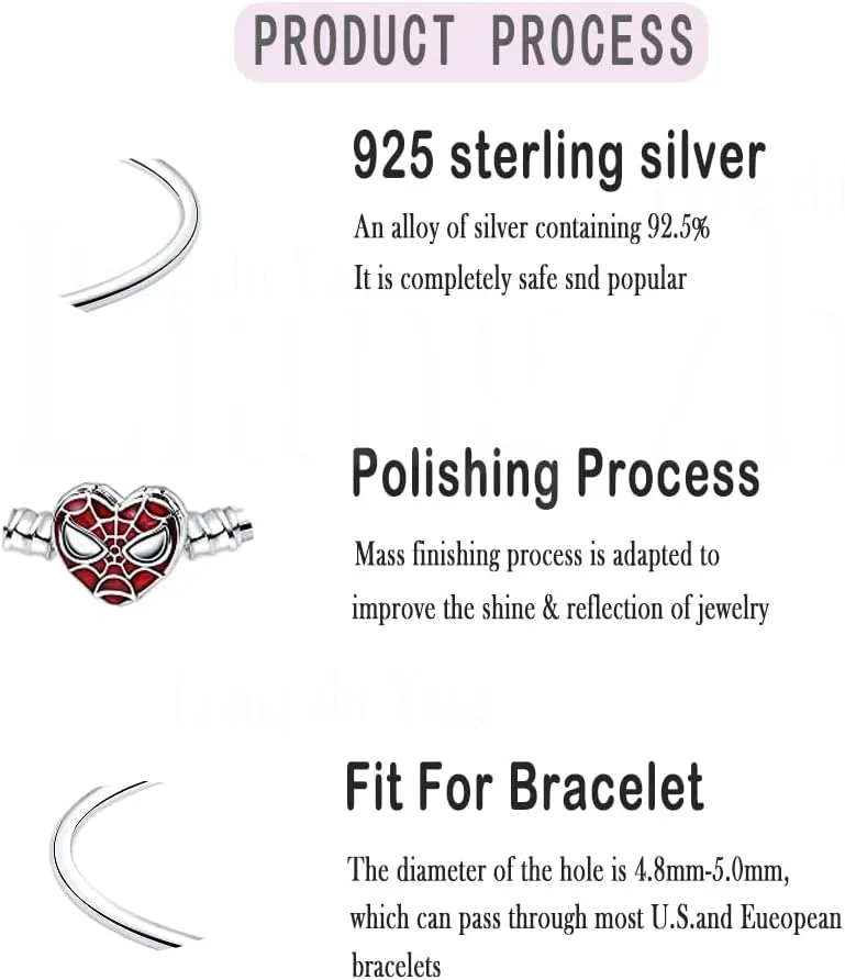 HappyStar 925 Sterling Silver Snake Chain Bracelet Fully compatible with Pandora charms, With Mickey Mouse head Clasp Charm Bracelets Gifts for Teen Women