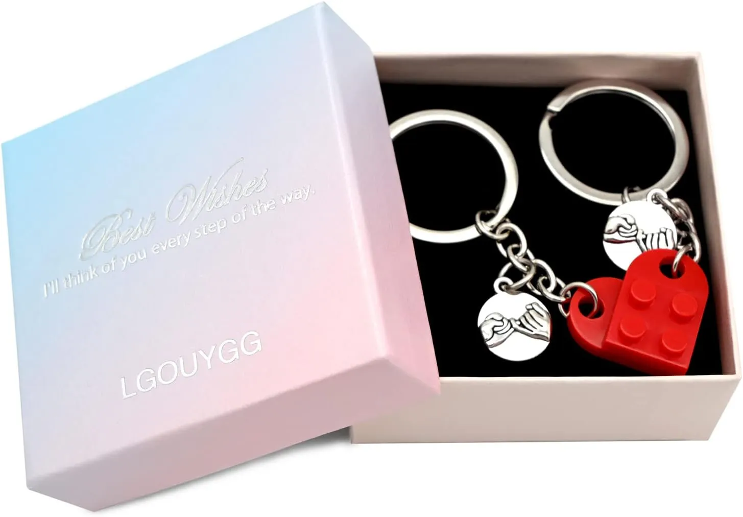 Heart Keychain for Couples Friendship, Matching Brick Keychains Set for Girlfriend, Boyfriend, Boys Girls Sweet Gifts
