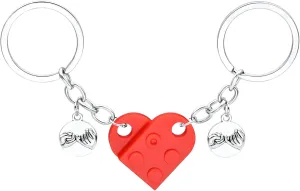 Heart Keychain for Couples Friendship, Matching Brick Keychains Set for Girlfriend, Boyfriend, Boys Girls Sweet Gifts