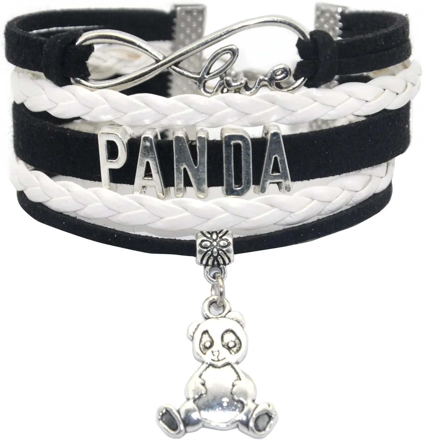 HHHbeauty Infinity Panda Bracelet Bear Panda Cuff Charm Bracelet Panda Jewelry For Women, Men, Adult Panda Lovers