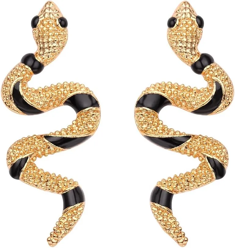 Hofar Snake Earrings Dangle Boa Hancock Pirate Empress Exaggeration Animal Snake Hook Earrings Gold Snake Cosplay Earrings for Women
