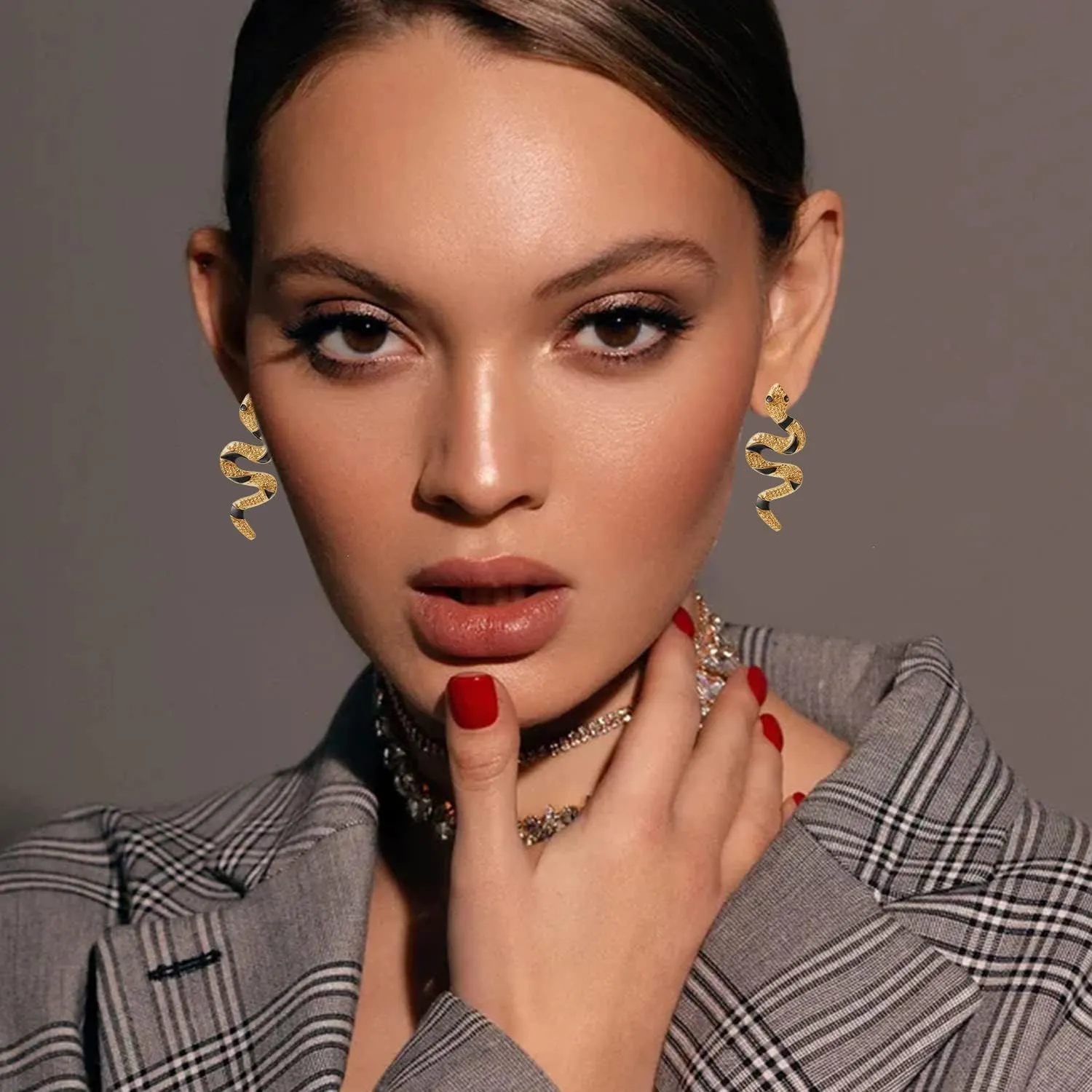 Hofar Snake Earrings Dangle Boa Hancock Pirate Empress Exaggeration Animal Snake Hook Earrings Gold Snake Cosplay Earrings for Women
