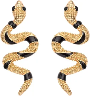 Hofar Snake Earrings Dangle Boa Hancock Pirate Empress Exaggeration Animal Snake Hook Earrings Gold Snake Cosplay Earrings for Women