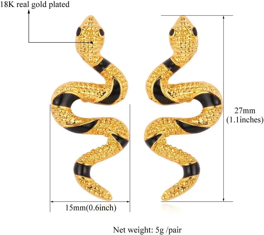 Hofar Snake Earrings Dangle Boa Hancock Pirate Empress Exaggeration Animal Snake Hook Earrings Gold Snake Cosplay Earrings for Women
