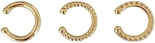 Hoops Fashion Non-Piercing Ear Cuff Small 3 Pcs Set Ear Clips Earrings for Women Jewelry Hoop Earrings (Metal Color : 07)
