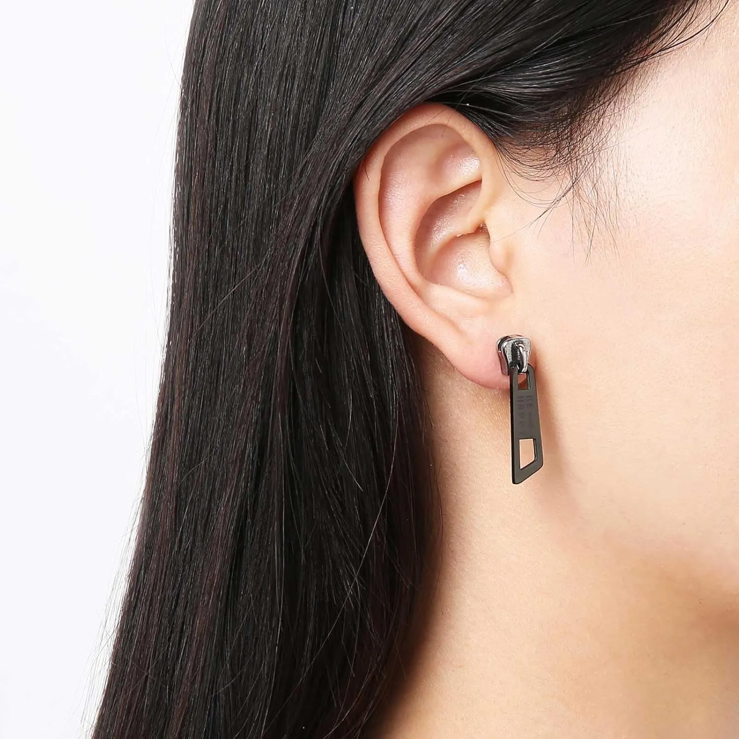 HZMAN Vintage Punk Cute Surgical Steel Zipper Stud Earrings for Women