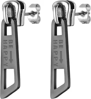 HZMAN Vintage Punk Cute Surgical Steel Zipper Stud Earrings for Women