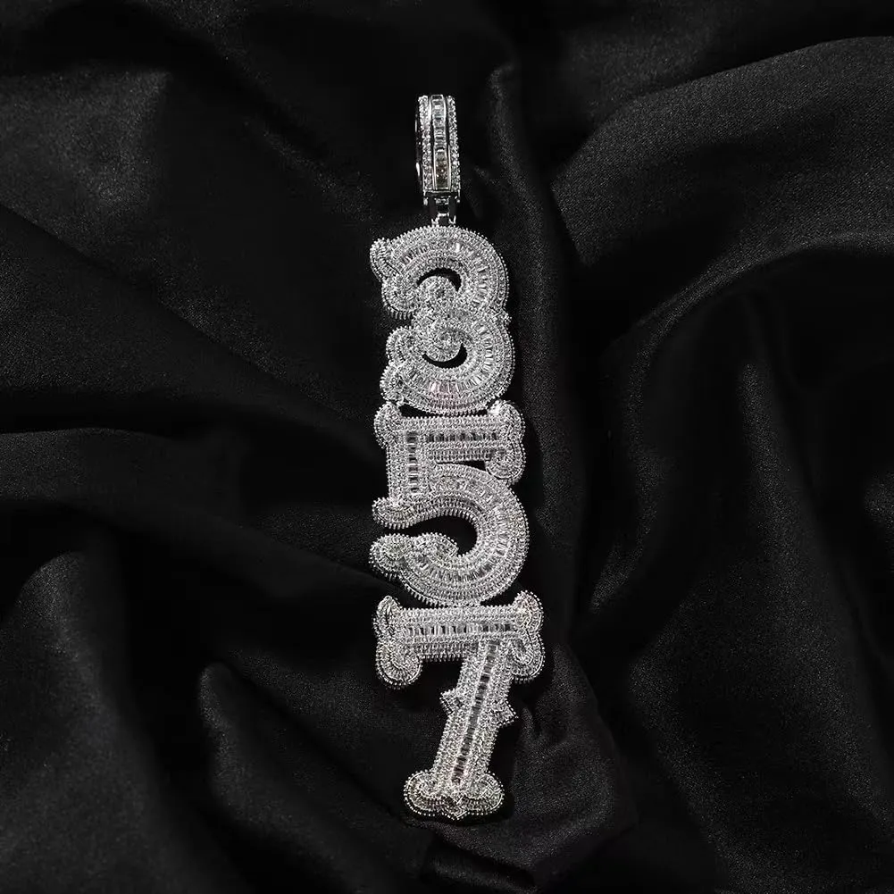 Iced Out Chain Pendant Custom Vertical A-Z Initial Letters Pendant Pendant Hip Hop Necklace Pendant Silver/Gold Plated Jewelry for Men Women