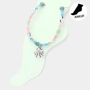 iLLASPARKZ Antique Metal Shell Charm Beaded Anklet