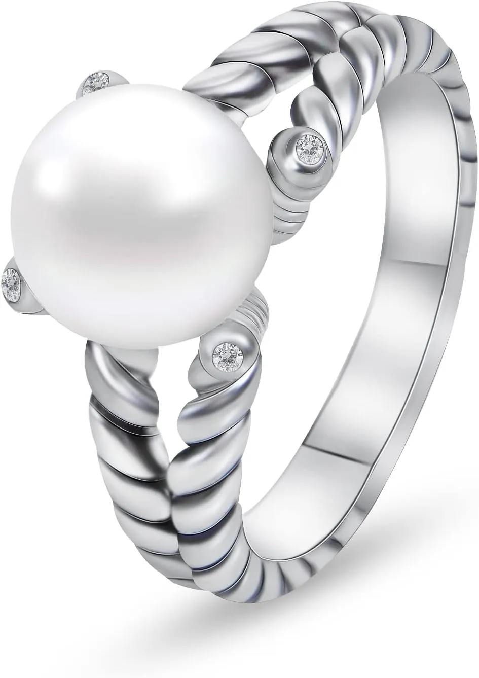 Imitation Pearl Ring Antique Designer Twisted Cable Wire Artificial Pearl Band Rings for Women Fashion Brand Wedding Jewelry Gift