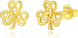 INFUSEU Irish Gifts Celtic Knot Shamrock Claddagh Earrings for Women Girls Sterling Silver Jewelry