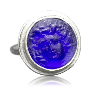 Intaglio Glass Medusa Ring | 925 Sterling Silver | Greek Intaglio Hanmade Signet Coin Ring | Ancient Carved Silver Vintage Ring by Pellada