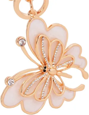 JewelbeautyGold Tone Cute Butterfly Bag Charm Keychain Car Key Chain with Key Rings for Women Girls Gifts (White)