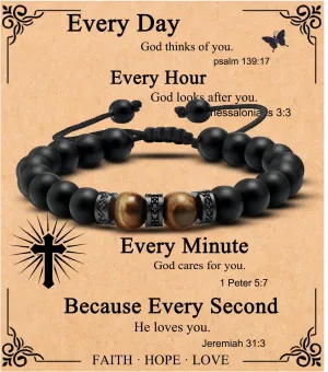 JoycuFF Christian Baptism & Easter Gifts: Inspirational Bracelets for Men & Boys - Teens to Adults, Perfect for Fathers Day, Graduation, Anniversary & Christmas