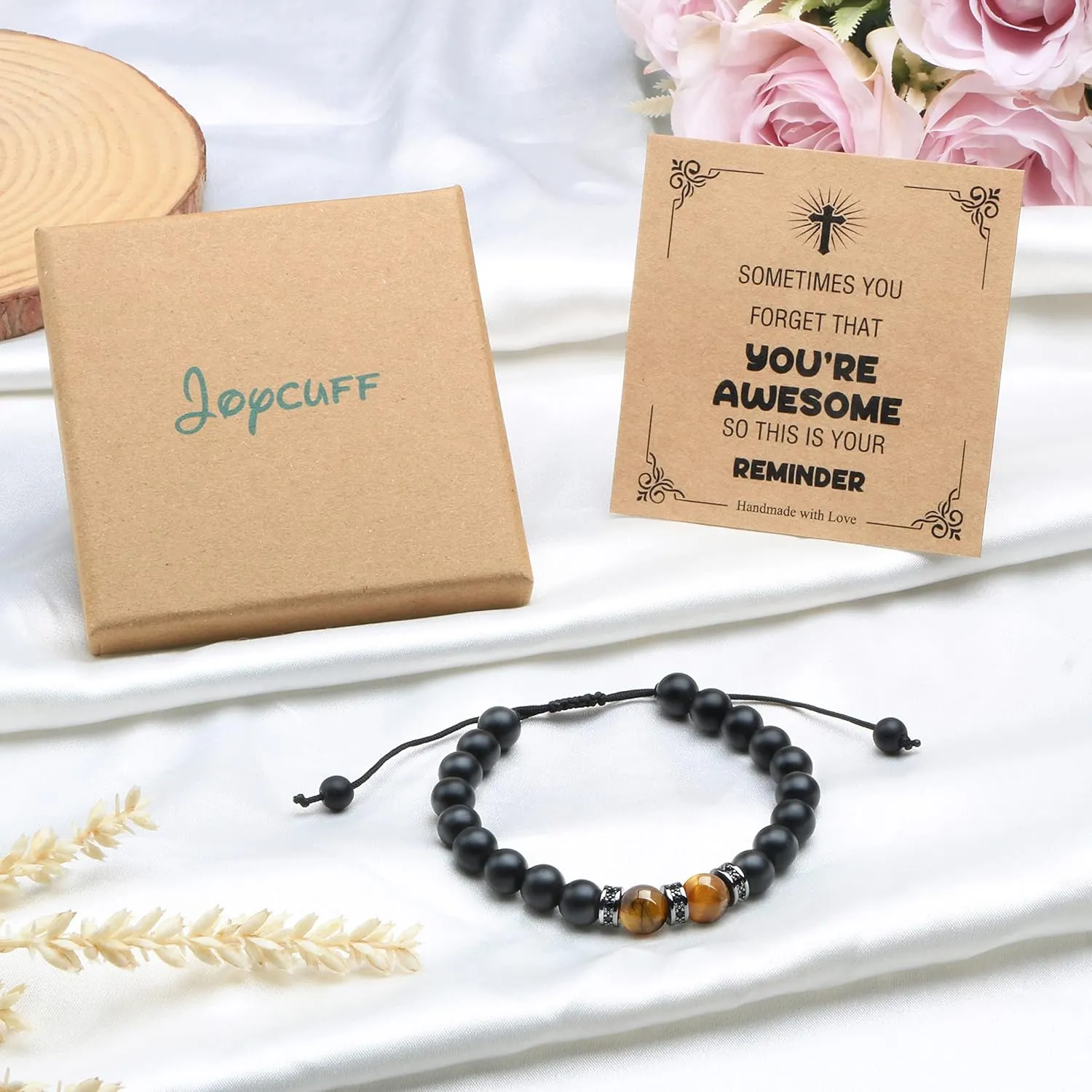 JoycuFF Christian Baptism & Easter Gifts: Inspirational Bracelets for Men & Boys - Teens to Adults, Perfect for Fathers Day, Graduation, Anniversary & Christmas