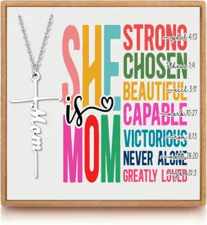 JoycuFF Mother's Day Birthday Religious Necklace Gifts for Women Cross Pendant Necklace for Mother Nana