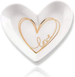 Kate Aspen Ring Holder & Jewelry Holder Ring Dish, Heart Shaped Trinket Tray, Wedding Gifts for the Couple, Bridal Shower Gifts, Bride Gifts, His and Hers Gifts & Engagement Gifts (Set of 6)