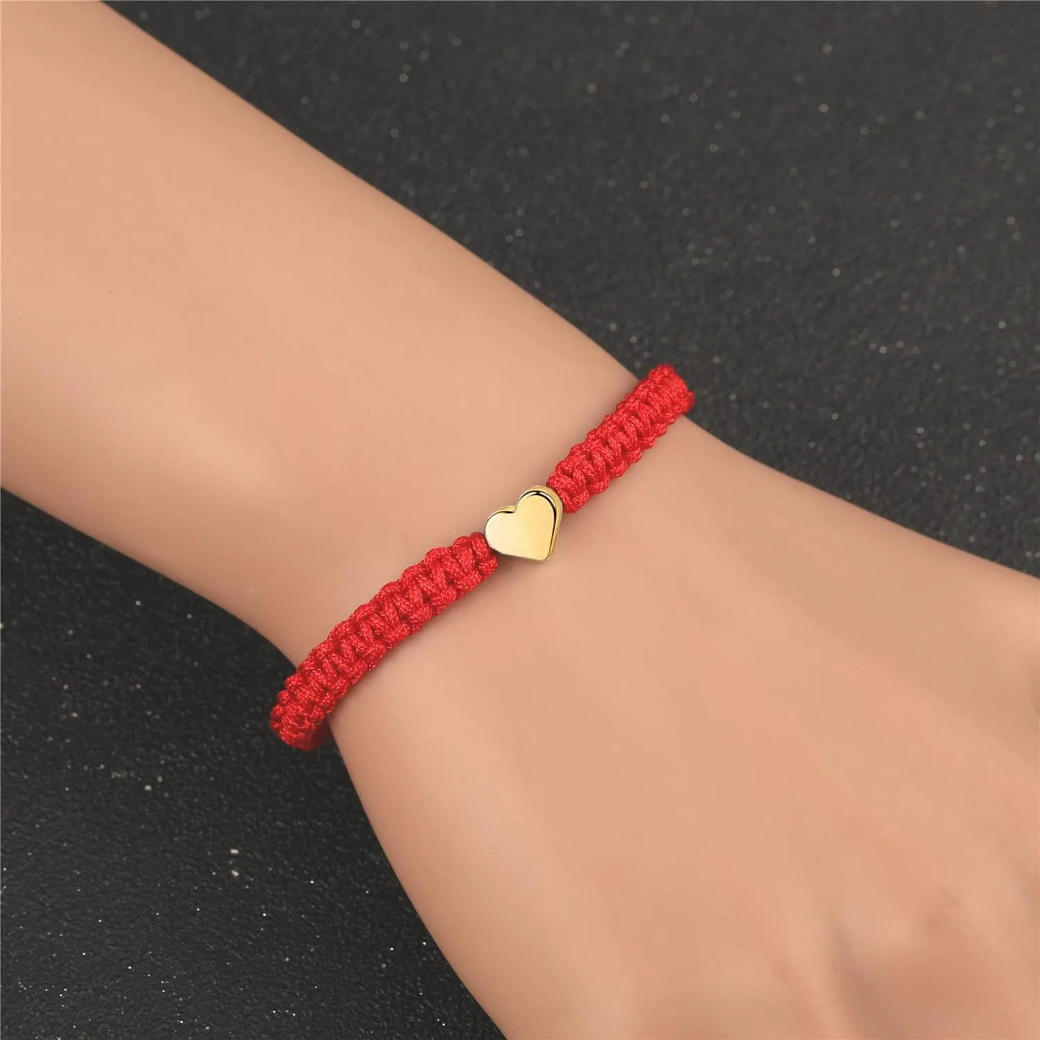kelistom Handmade 18K White Gold Plated Star Bracelets for Women Men Red Black Woven String Luck Protection Friendship Distance Matching Bracelet Gifts