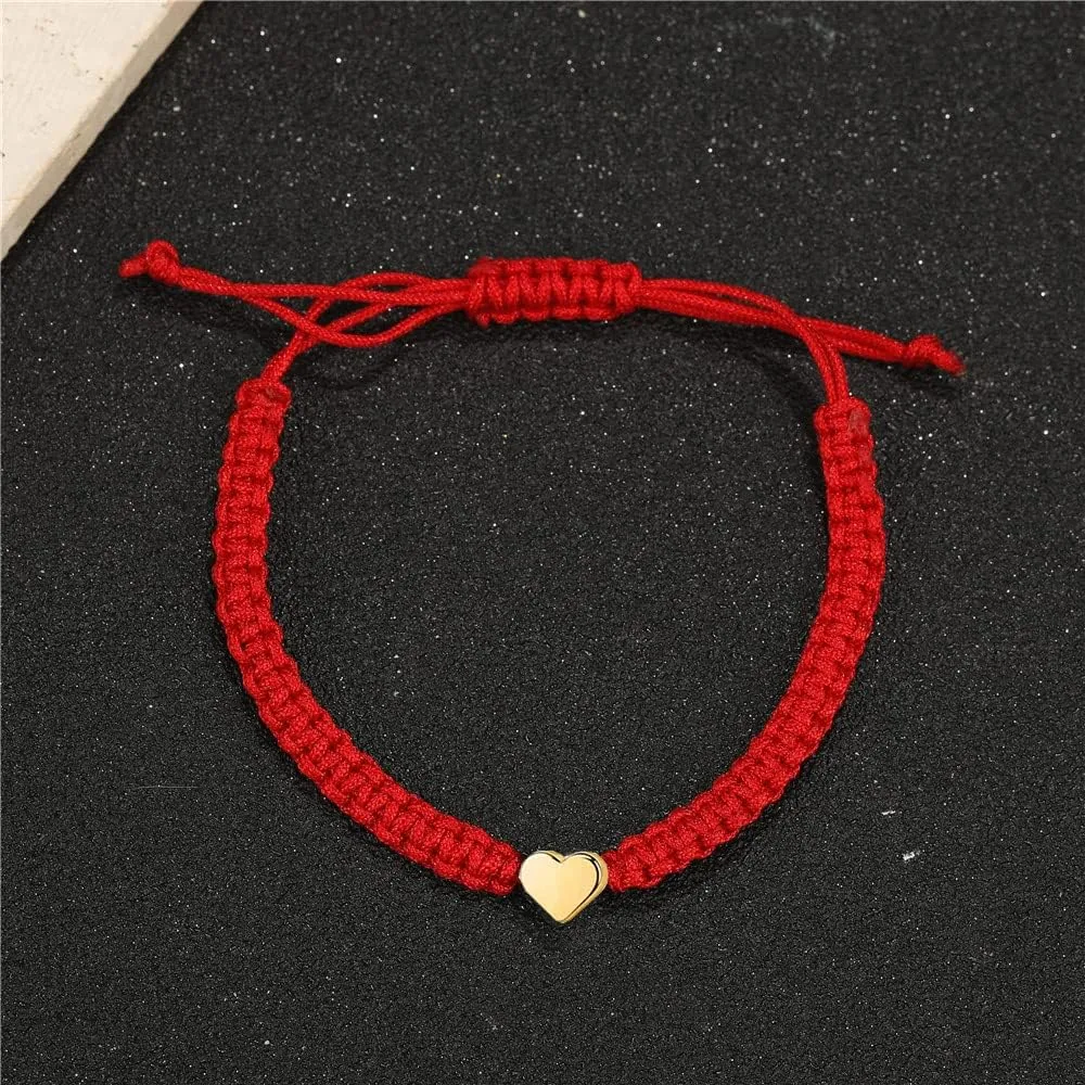 kelistom Handmade 18K White Gold Plated Star Bracelets for Women Men Red Black Woven String Luck Protection Friendship Distance Matching Bracelet Gifts