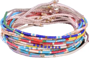 KELITCH 10 PCS Shell Beaded Colour Wrap Bracelet Adjustable Handmade Friendship Bracelets Gift for Friends (Color 3)