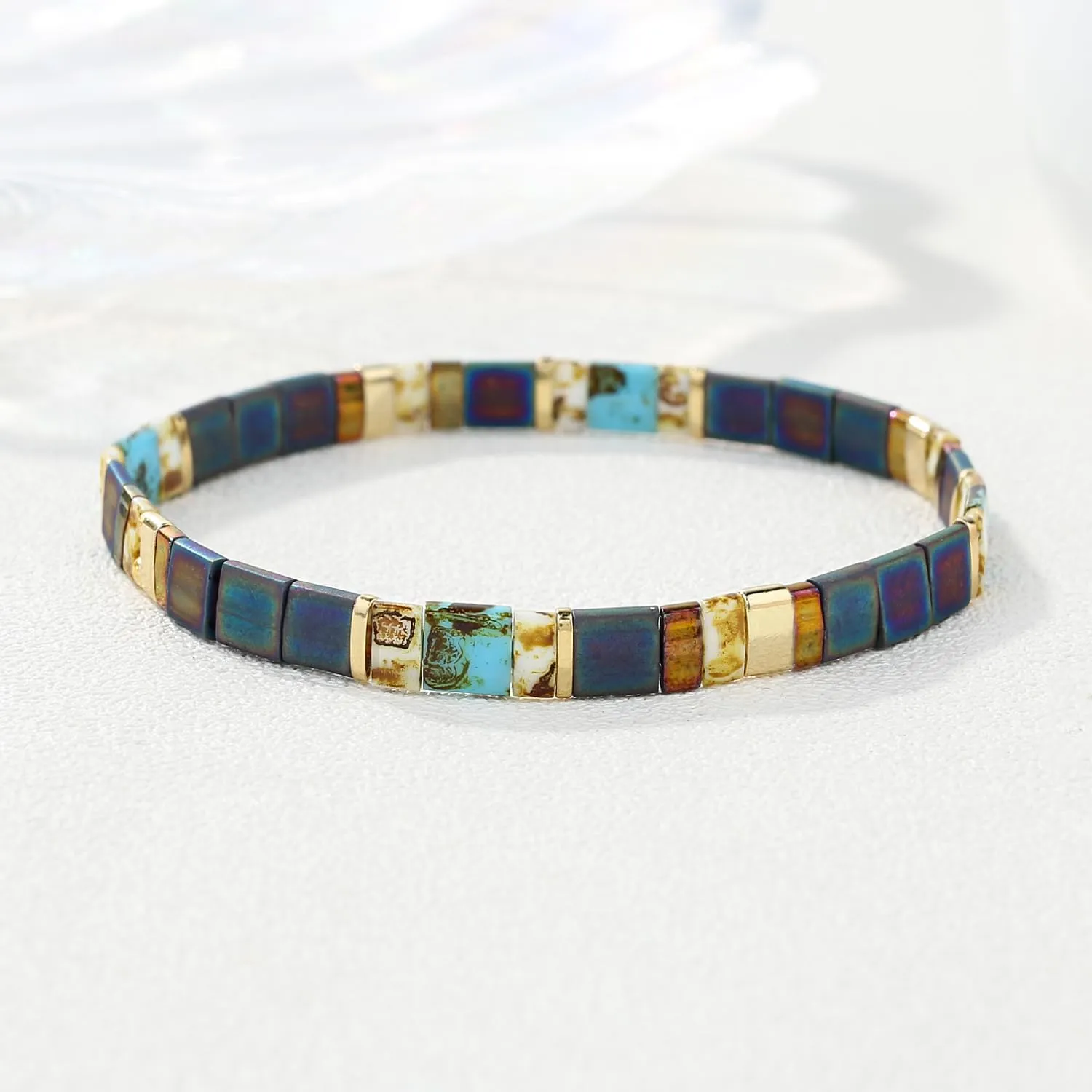 KELITCH Tila Beaded Stretch Bracelets Women Strand Bangle Handmade Charm Cuff Link Bracelet Summer Fashion Jewelry