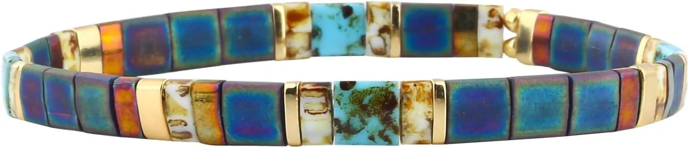 KELITCH Tila Beaded Stretch Bracelets Women Strand Bangle Handmade Charm Cuff Link Bracelet Summer Fashion Jewelry
