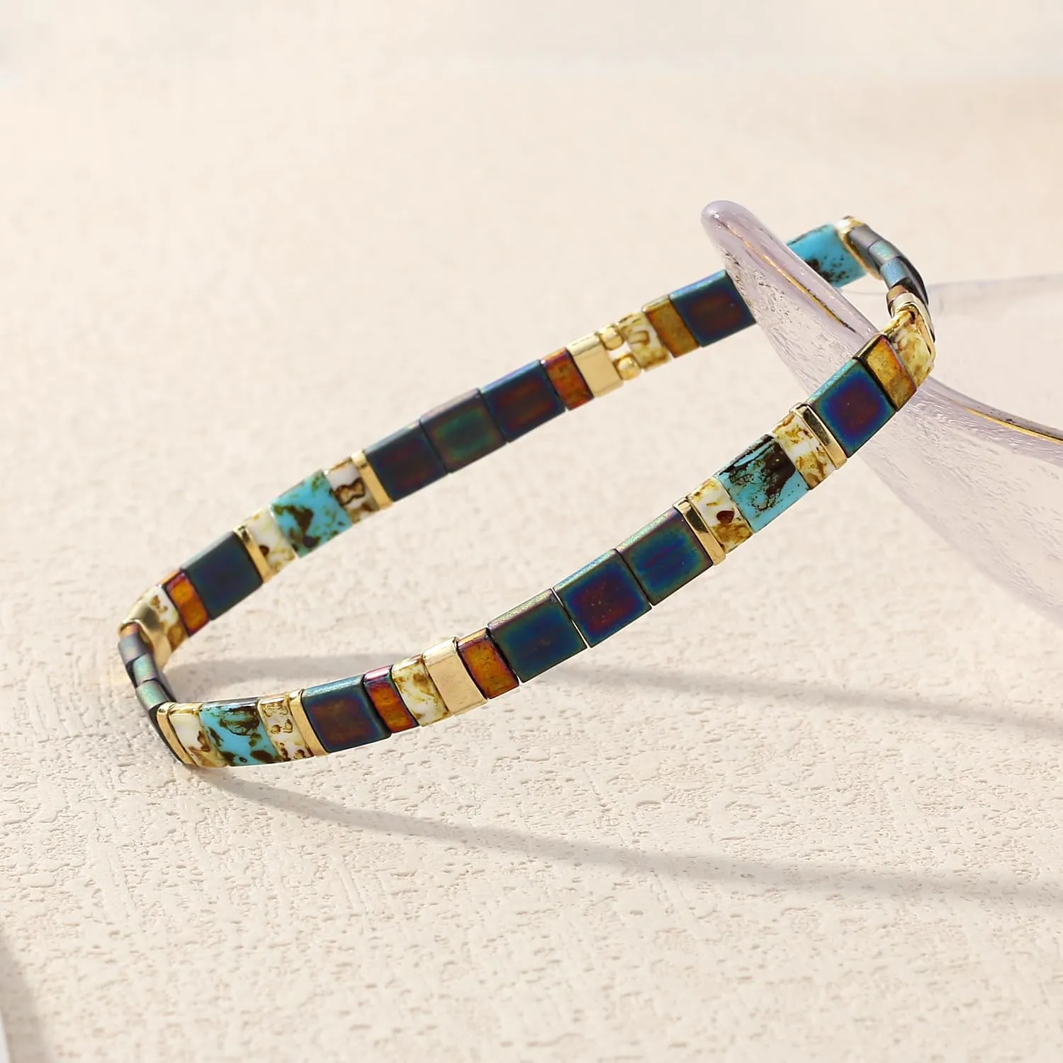 KELITCH Tila Beaded Stretch Bracelets Women Strand Bangle Handmade Charm Cuff Link Bracelet Summer Fashion Jewelry