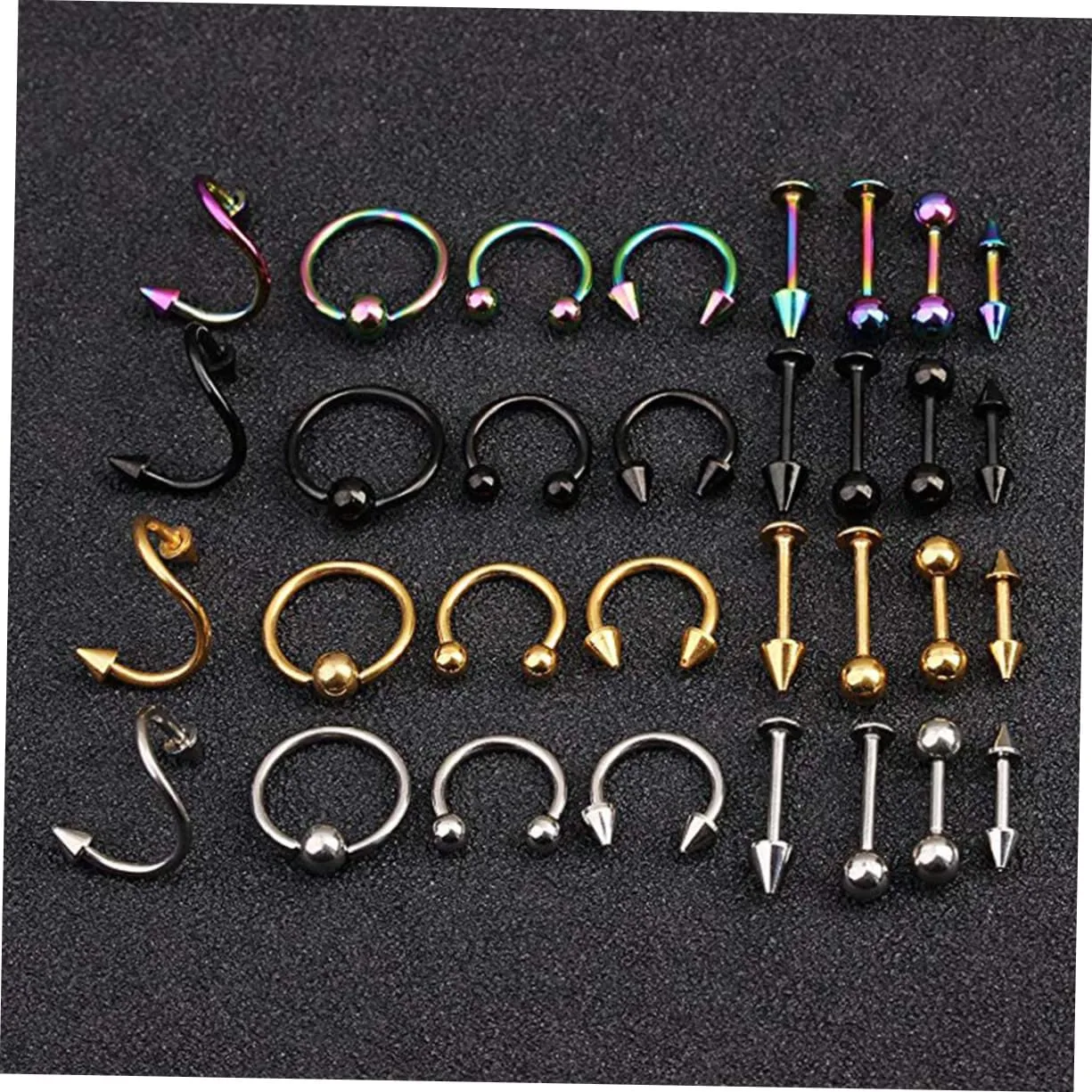 KESYOO Tongue Ring Studs Nose Jewelry Piercing Jewelry Body Jewlery Women Piercing Jewellery Tongue Bar Black