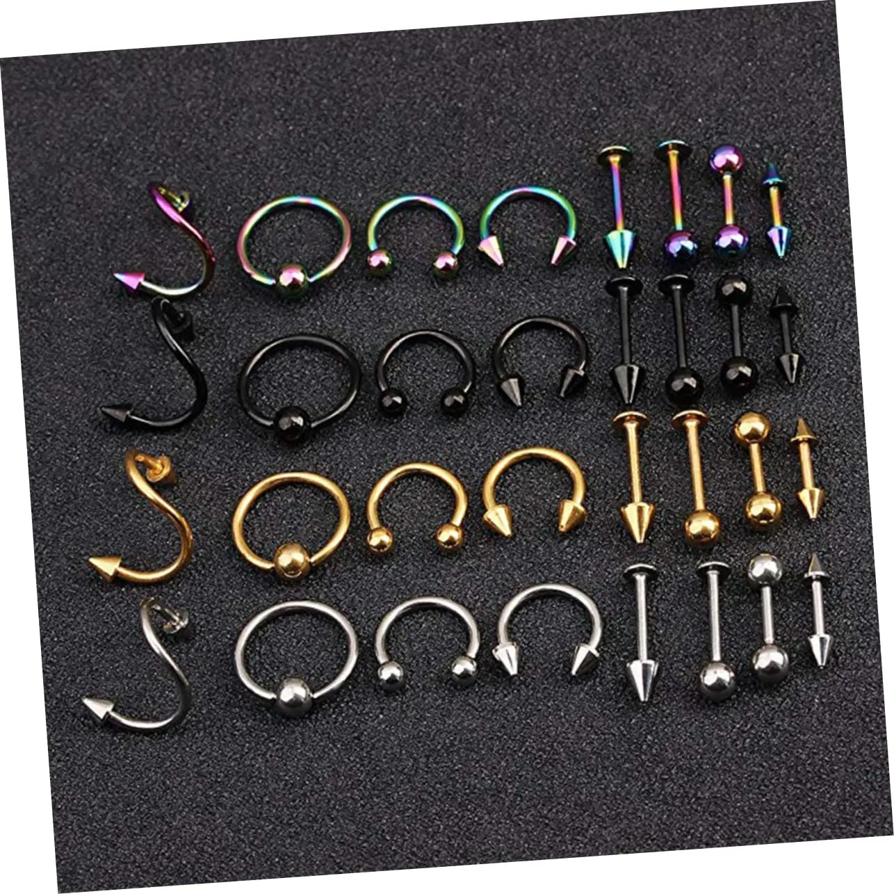 KESYOO Tongue Ring Studs Nose Jewelry Piercing Jewelry Body Jewlery Women Piercing Jewellery Tongue Bar Black