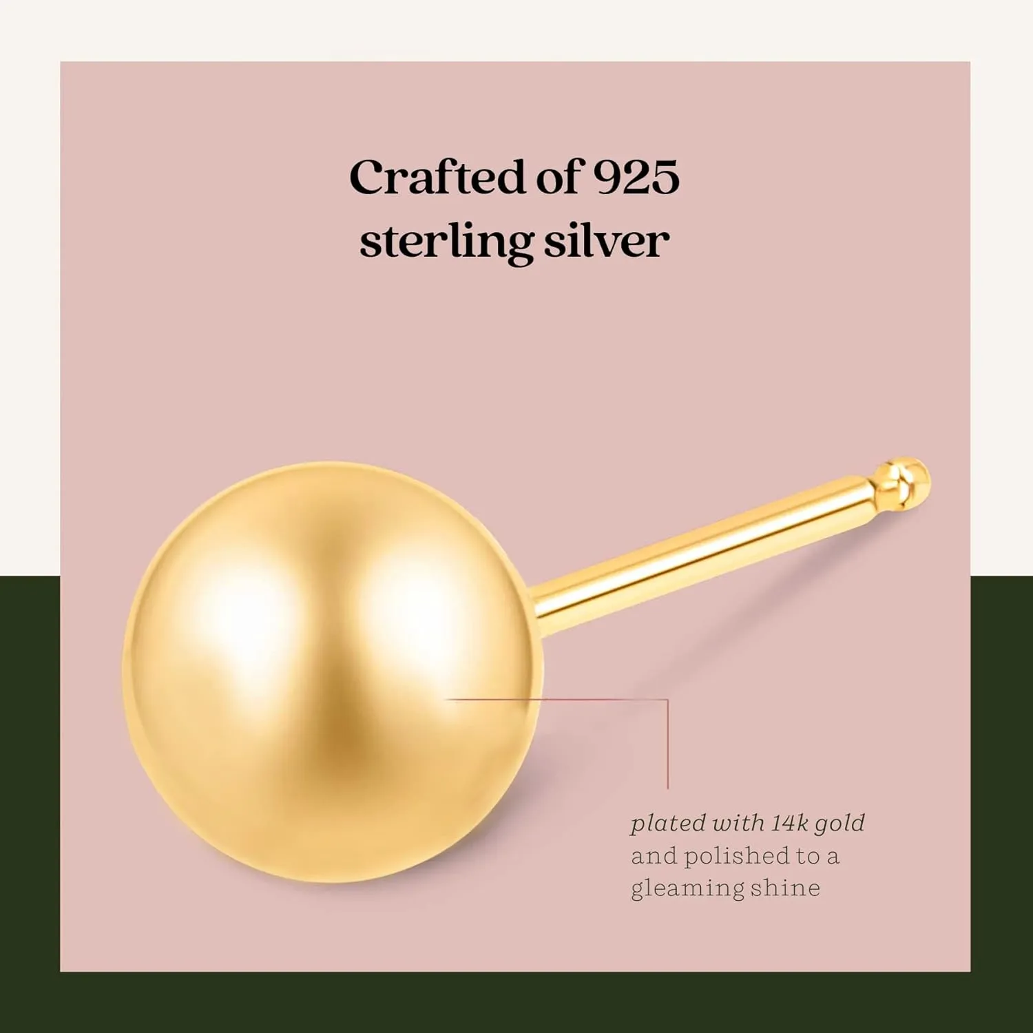KEZEF 5 Pair Set Earrings for Women Girls | Sterling Silver, 14k Gold Plated & Rose Gold Plated Ball Earrings 925 Hypoallergenic Round Stud Earrings | Set of 2mm, 3mm, 4mm, 5mm, 6mm