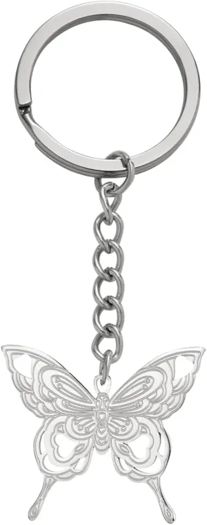 kkjoy Butterfly Keychain Stainless Steel Flying Elves Butterfly Pendant Keyring Purse Bag Accessories for Women