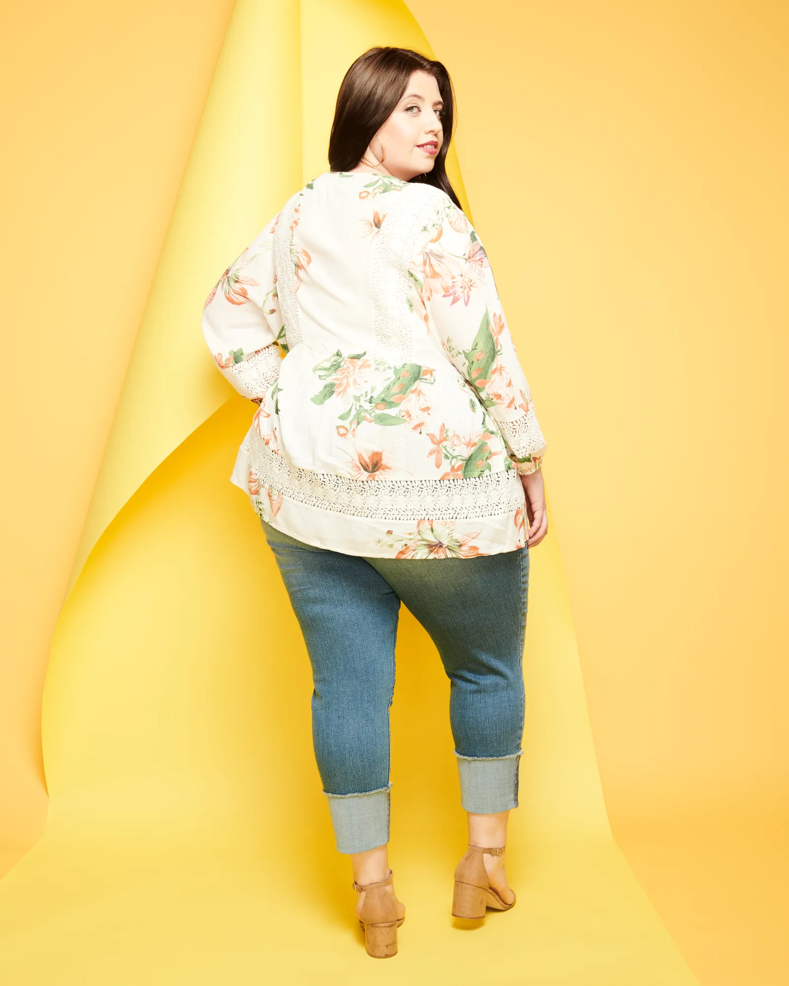 Kristen Crochet Trim Top | Ivory / Pink