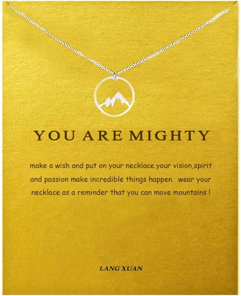 LANG XUAN Message Card Compass Pendant Necklace Friendship Sun Good Luck Elephant Starfish Pendant Chain Necklace with Gift Card
