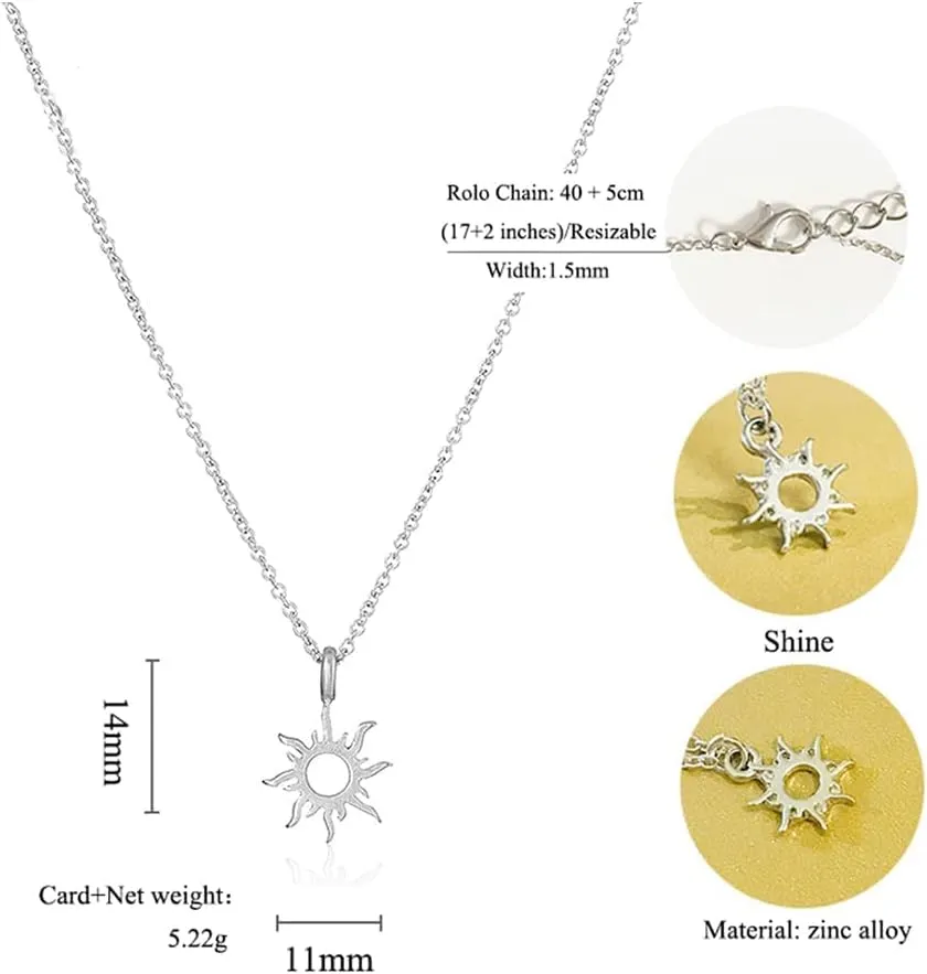 LANG XUAN Message Card Compass Pendant Necklace Friendship Sun Good Luck Elephant Starfish Pendant Chain Necklace with Gift Card