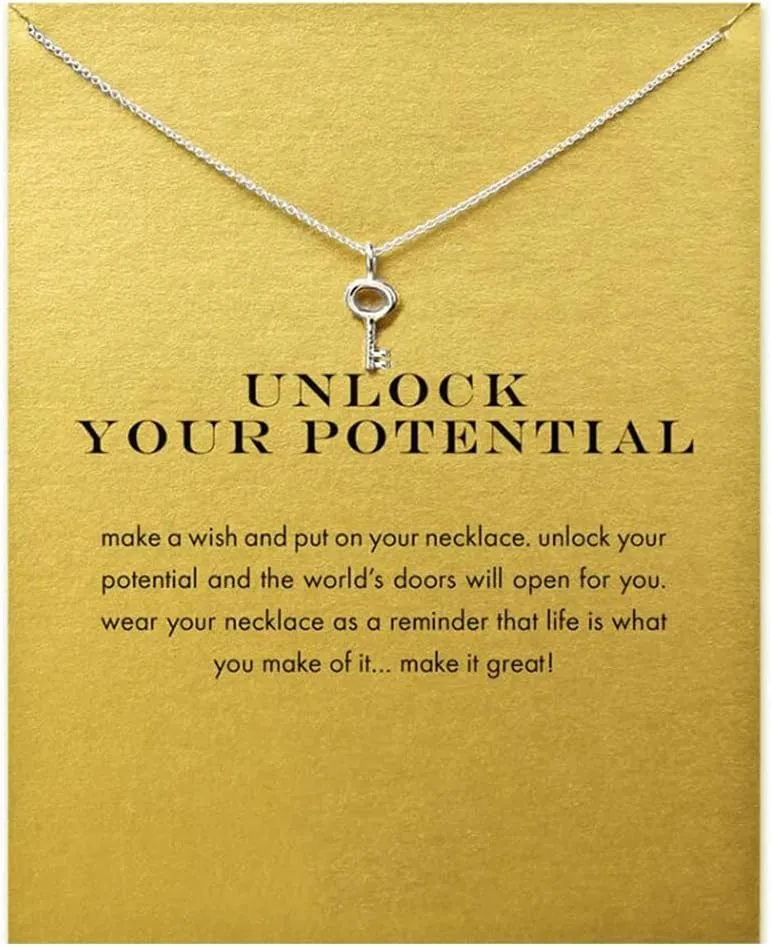 LANG XUAN Message Card Compass Pendant Necklace Friendship Sun Good Luck Elephant Starfish Pendant Chain Necklace with Gift Card