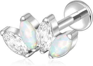 Lantine G23 Titanium Helix Piercing Jewelry Opal 16g Flat Back Stud Earrings Climber Labret Cartilage Tragus Daith Piercing Jewelry