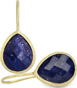 Lapis Lazuli Faceted Drop Earrings Gold Plated 925 Sterling Silver Handmade Statement Earrings Jewelry