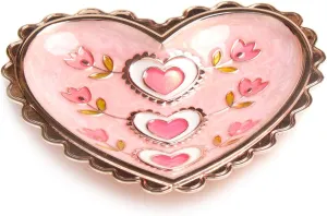 LASODY Rose Heart Jewelry Tray Ring Dish Ring Holder Display Organizer -Keepsake Box for Women